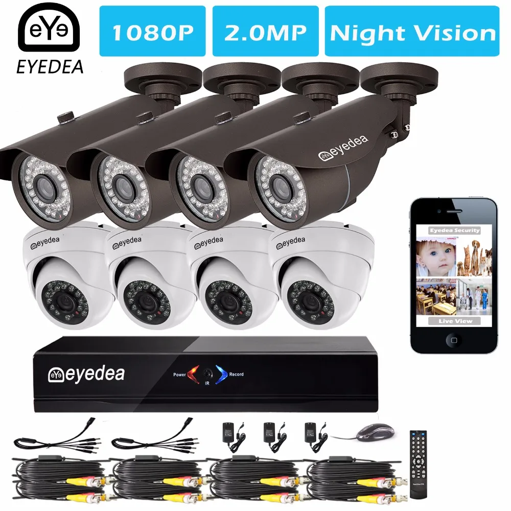 

Mother's Day Eyedea 8 CH Phone View Motion Detect DVR 1080P Bullet Dome Outdoor Video Surveillance CCTV Security Camera System