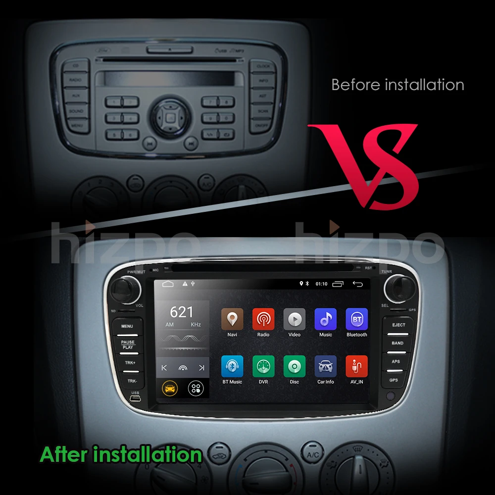 Discount Android 9.0 Car Multimedia Player GPS 2 Din Car DVD for Ford Focus 2/Kuga 2/S-MAX/Mondeo 4/C-MAX/Galaxy WIFI IPS Screen DAB+TPMS 2