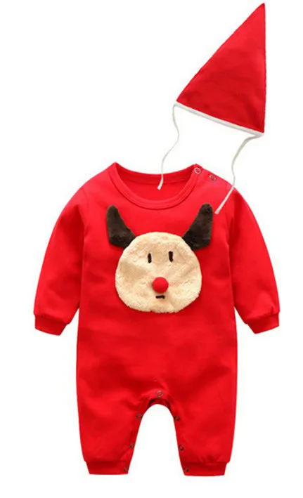 Merry 1st Christmas Baby Clothes Girl Boy Long Sleeve New Born Christmas Clothes new year costume for newborn cotton red