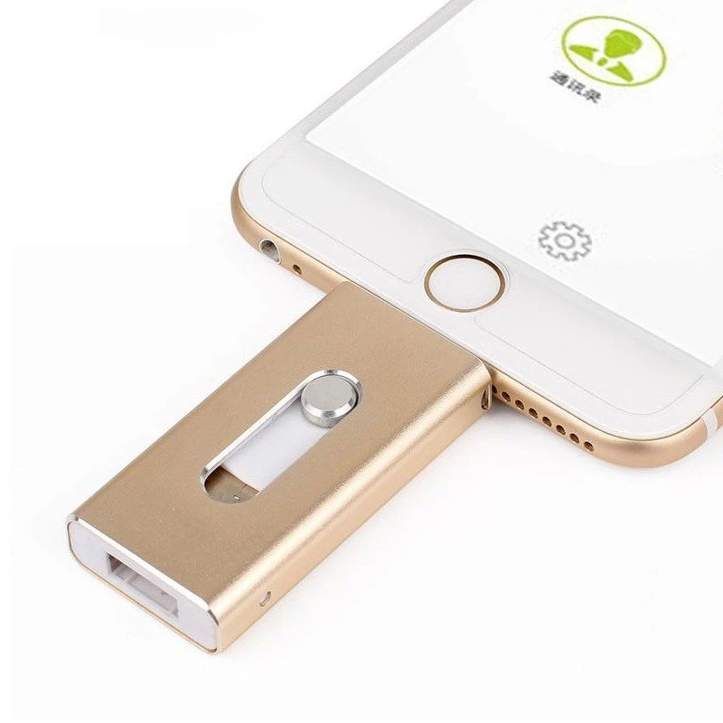 

Dropshipping USB Flash Drive For iPhone X/8/7/7 Plus/6/6s/5 ipad Metal Pen drive HD Memory Stick 8G 16G 32G 64G 128G Flash Drive