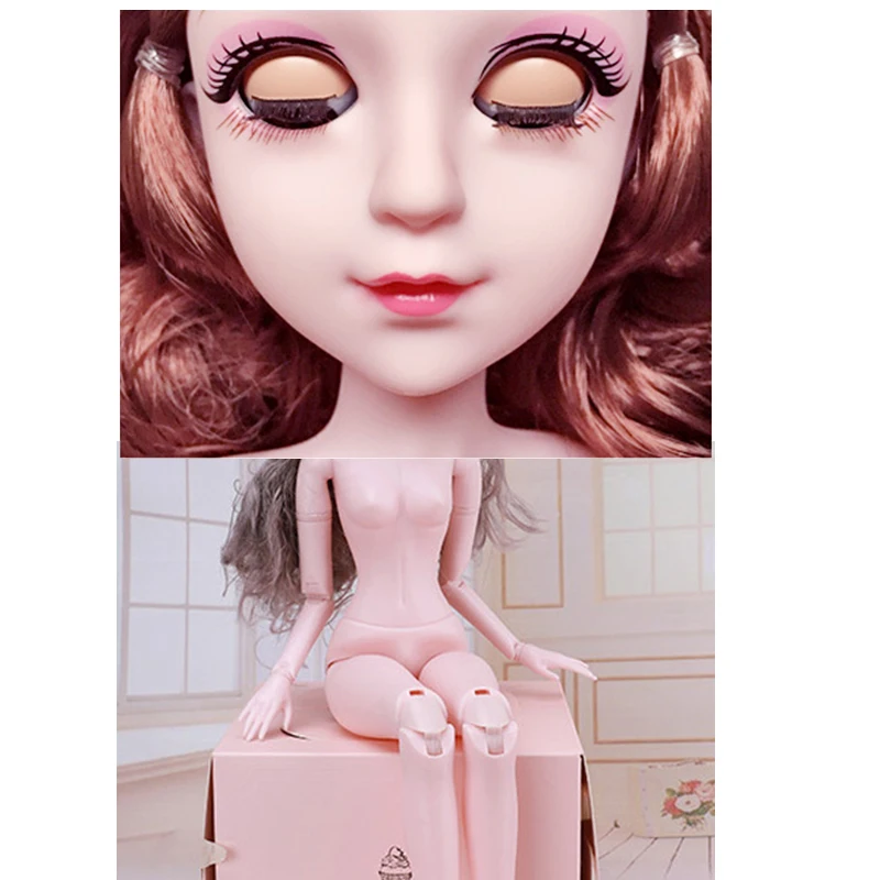 1/3 60 см мигает кукла голое тело 21 подвижные суставы 3D настоящие глаза женской