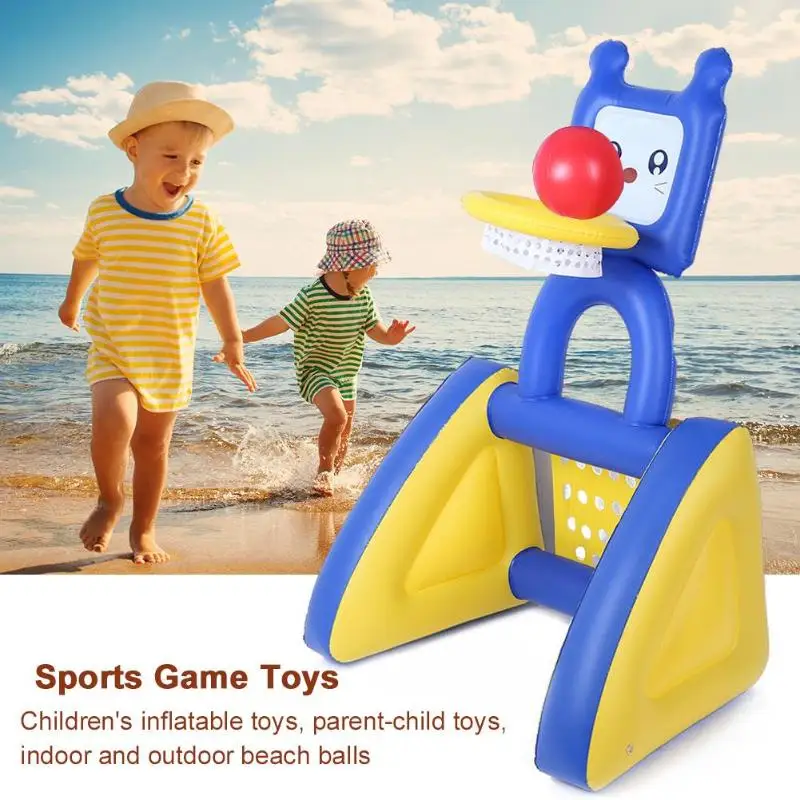 

1set Children Basketball Stand Toy for Birthday Gift 2 in 1 PVC Basketball Stand Soccer Net Holder Outdoor Fun Sports Game Toys