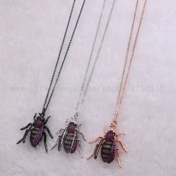 

5 strands Insects bugs pest pendants necklace for lady Bee pendants big size bee jewelry mix color necklace pets beads 2690