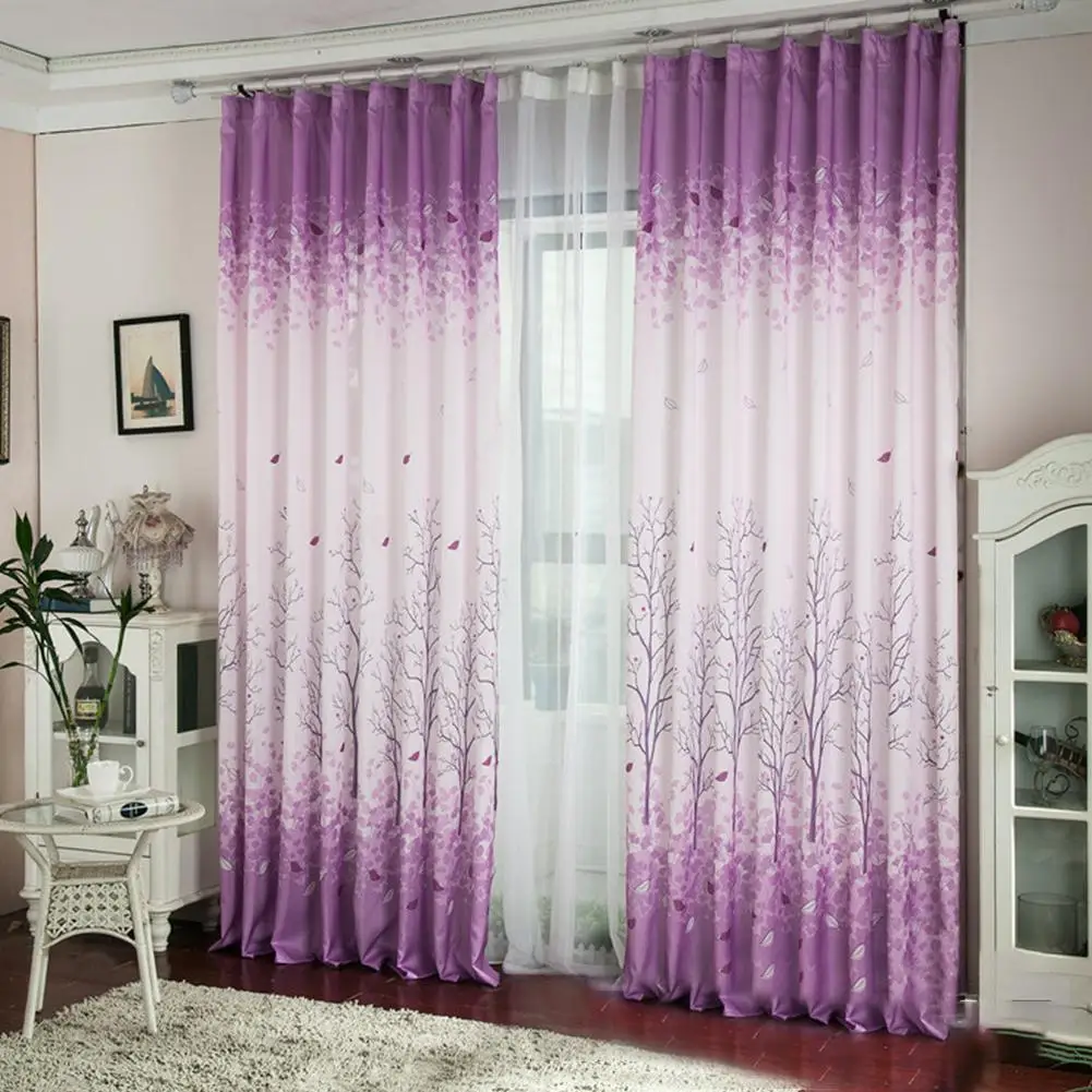 

TPFOCUS Purple Pachira Macrocarpa Printed Window Curtain for Home Decoration