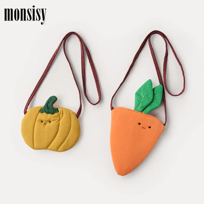 

Monsisy 5PCS Girl Fruit Coin Purse Handbag Children Wallet Small Coin Box Bag Lovely Pumpkin/Radish Kid Bag Baby Shoulder Bag