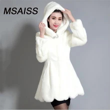 MSAISS S-6XL, зимняя женская верхняя одежда, длинный рукав, норковая шуба, длинное пальто, Черная Женская куртка, искусственная норковая шуба