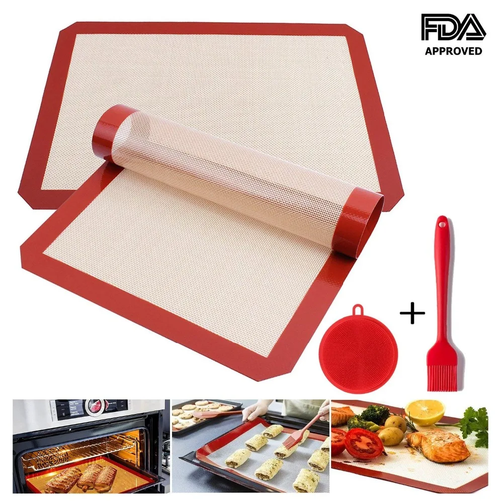 2Pcs 40x30cm Silicone Baking Mat Non Stick Mat Perforation Bread