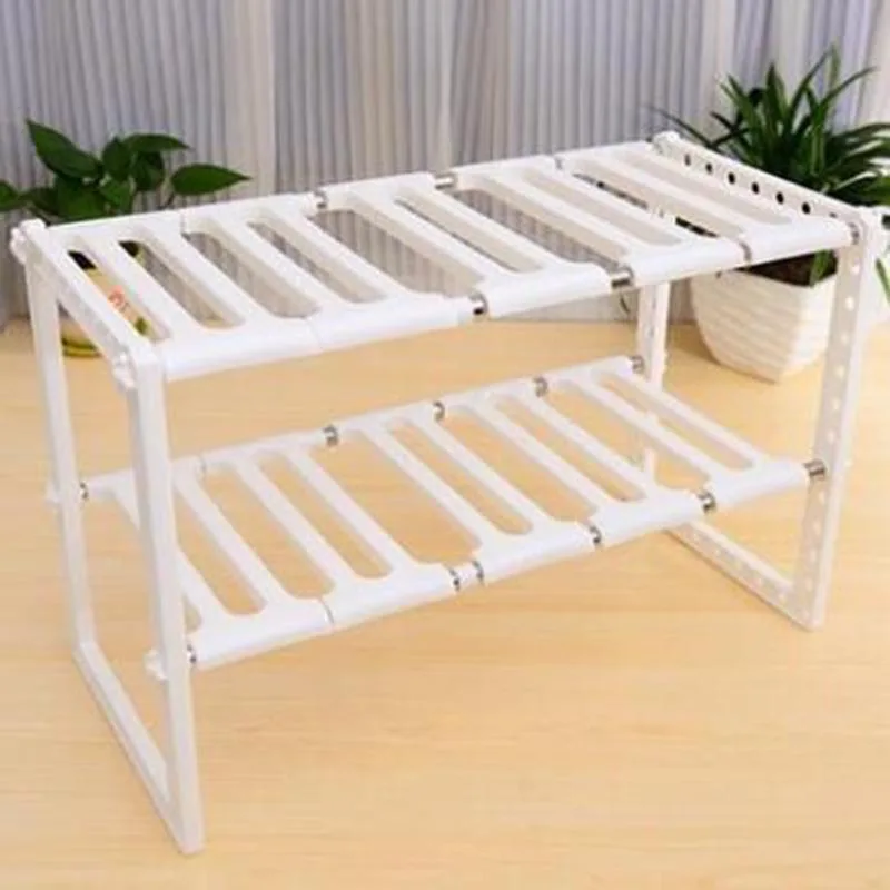 

Stainless Steel Multi-Function Supplies Retractable Rack Kitchen Double-Layer Storage Rack Under The Sink