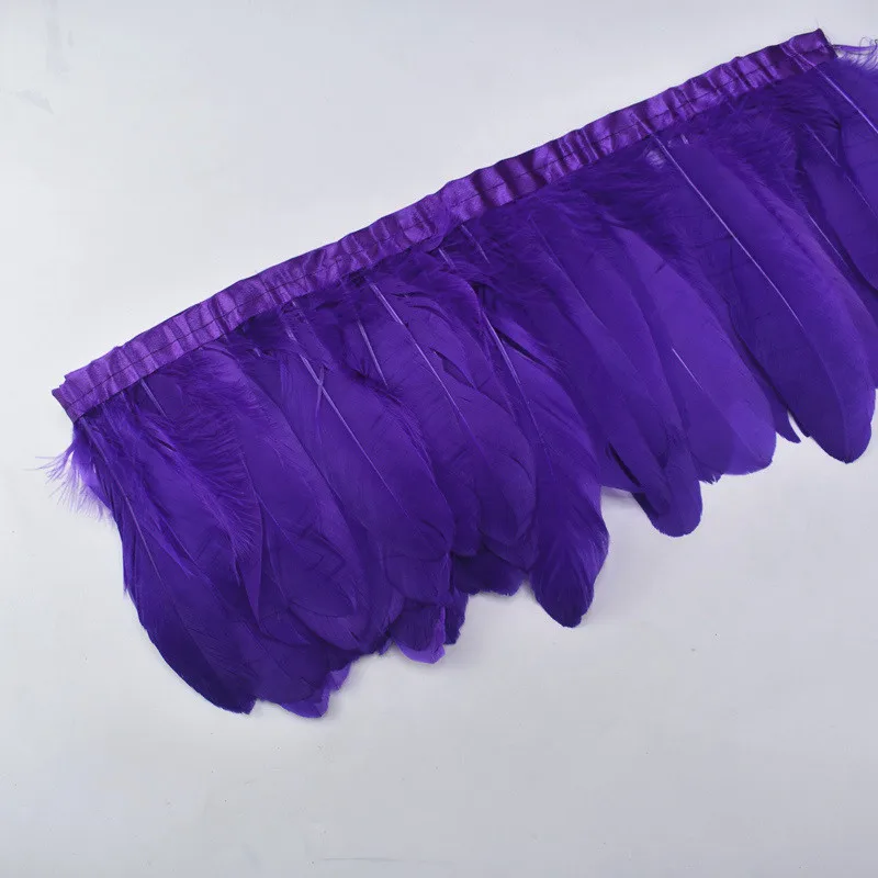 10 метров гусиные перья планки бахрома гусиное перо лента черные белые перья для рукоделия Свадебные Перья украшения - Цвет: Purple