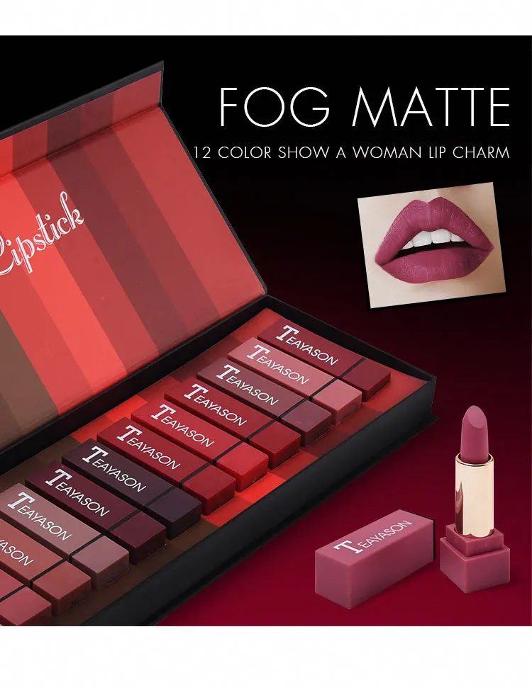 Waterproof Matte Lipstick Gloss Liquid Moisturizer Smooth Lip Stick Long Lasting Beauty Makeup Cosmetic 12pcs/set - Цвет: Армейский зеленый