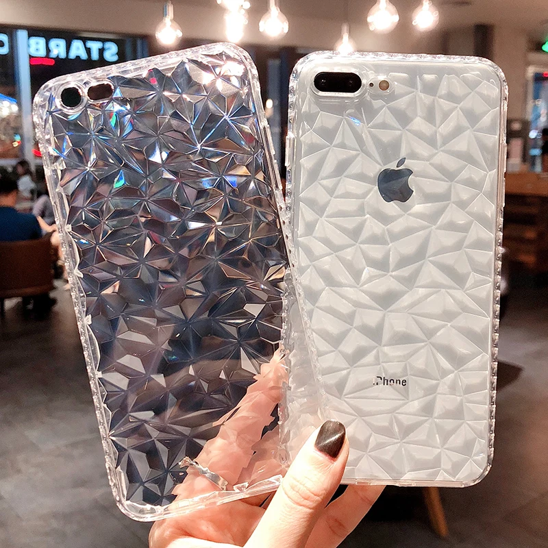 3D чехол со стразами для iphone XS Max, чехол для iphone XR X 7 6S 6 8 Plus SE 5 S 5S, мягкий чехол из ТПУ с геометрическим рисунком ромба, чехол для телефона s