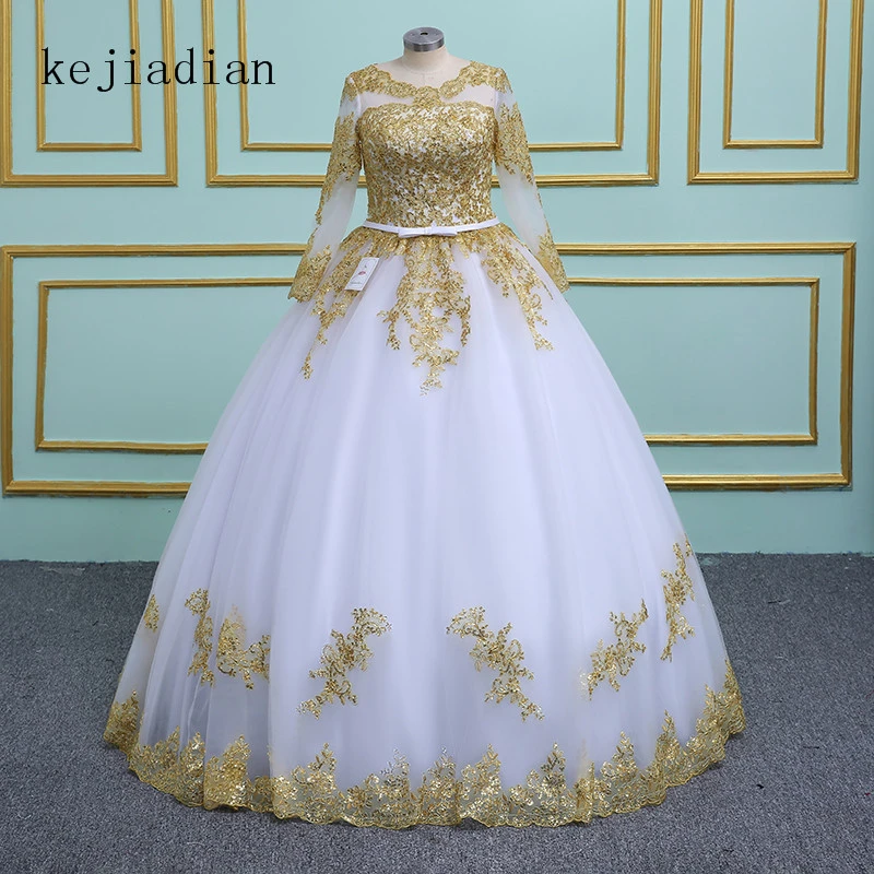 White And Gold Ball Gowns