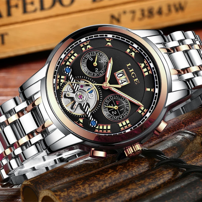 2018 جديد ييج العلامة التجارية ووتش الرجال ترف الأعلى التلقائية الميكانيكية ووتش الرجال ساعة من الفولاذ المقاوم للصدأ الأعمال الساعات Relogio ...