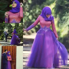 Robe de soiree dubai kaftan lace dress to party sexy women purple long evening dress with hijab prom party dresses 2016