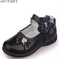 Xinfstreet обувь для девочек кожи детей принцесса обувь с цветочным принтом для девочек милые дети танец тонкие туфли Размеры 26-36