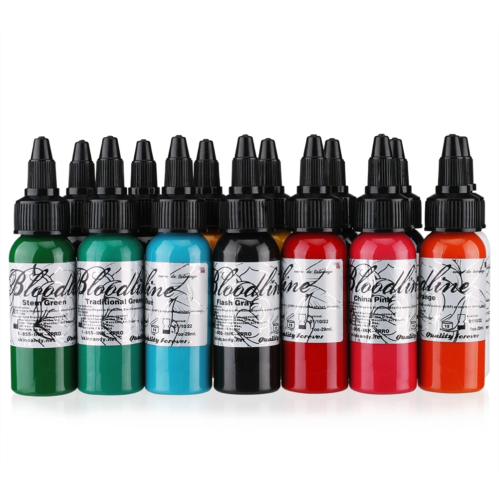 

Natural Pure Plant Tattoo Pigment Permanent Makeup 14 Colors 1oz Bottle Tattoos Ink Pigment For Body Professional Beauty