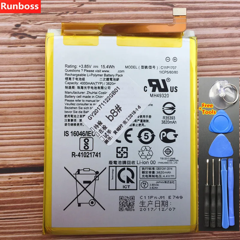 

New High Quality Original Battery C11P1707 4000mAh For ASUS Zenfone Max M1 ZB555KL X00PD Battery + Tools