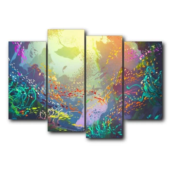 

Laeacco Colorful Seabed World Canvas Prints Painting Home Decoration Wall Art Paintings Pictures For Kids Room Bedroom No Frame