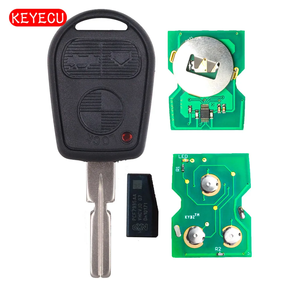 

Keyecu EWS 3 Button Remote Key Fob 315MHz/433MHz ID44 Chip for Old BMW 3 5 7 X5 X3 Z4 E38 E39 E46 HU58 Can Adjustable Frequency