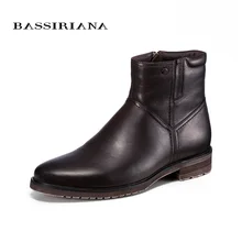 Genuine leather winter boots Shoes men Brown Black High quality comfortable shoe 39-45 Free shipping BASSIRIANA