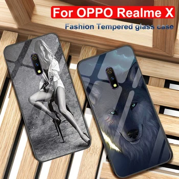 

For OPPO Realme X case wolf girl Silicone TPU Frame Glass Hard back Cover Real me X phone Cases For OPPO RealmeX Realme X 6.53"