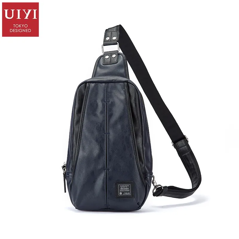 

UIYI Brand Men Crossbody Messenger Shoulder Bag Blue Waterproof PVC Leather Casual Versatile Satchel Sling Bag Women 170045