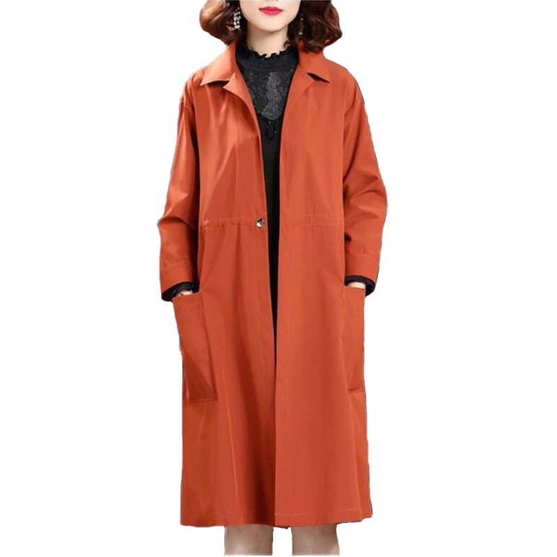 

2019 New Spring Autumn Women Large Size Trench Coat Fashion Loose Long Windbreaker Female Cardigan Coat Women Trench Coats H744