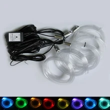 6 m RGB Fibra Ottica Atmosfera Lampade Interni Auto Luce Ambiente Decorativo Dashboard Porta di Controllo Remoto o App di Controllo