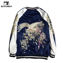 KENNTRICE Женская бейсбольная куртка с вышивкой пальто с обеих сторон одежда тонкая женская короткая куртка плюс размер 3XL