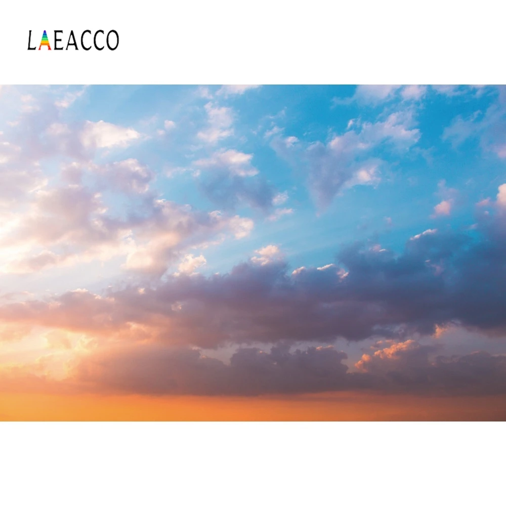 Виниловый Фотофон Laeacco с голубым небом закатом облаками для фотосъемки