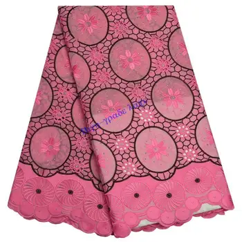 

2018 African Cotton Voile Lace Fabric High Quality Nigerian Swiss Voile Lace Material African Swiss Dry Lace Pink color XS006