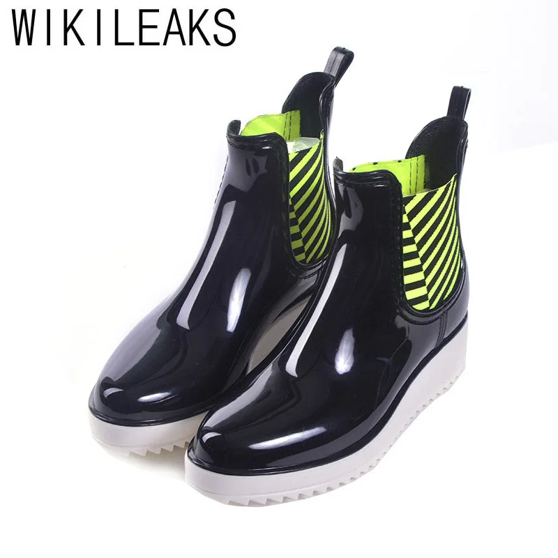 Wikileaks Women's Non Slip Martin Short Ankle Rain Boots Comfortable