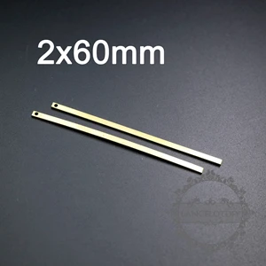 2x60mm Винтажный стиль сырой латуни прямоугольник подвеска с бруском Шарм для гравировки DIY поставки 1800299 - Окраска металла: 2x60mm