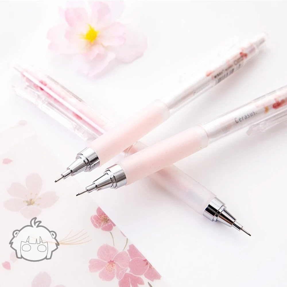 0.5mm Japan Lovely Cherry Blossoms Automatic Pencil Kawaii Plastic Mechanical Pencils For Kids Gifts Student Supplies Stationery