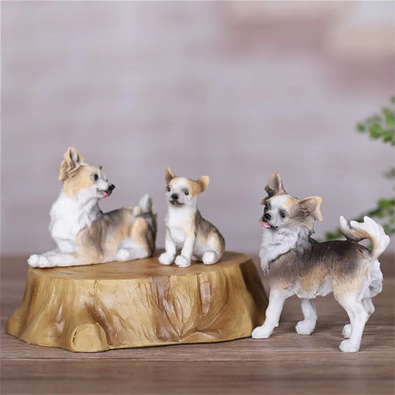 

3 Pcs/set Cute Puppy Statue Simulation Lucky Dogs Welsh Springer Spaniel Shiba Inu Creative Home Decor Action Figure Toy E2