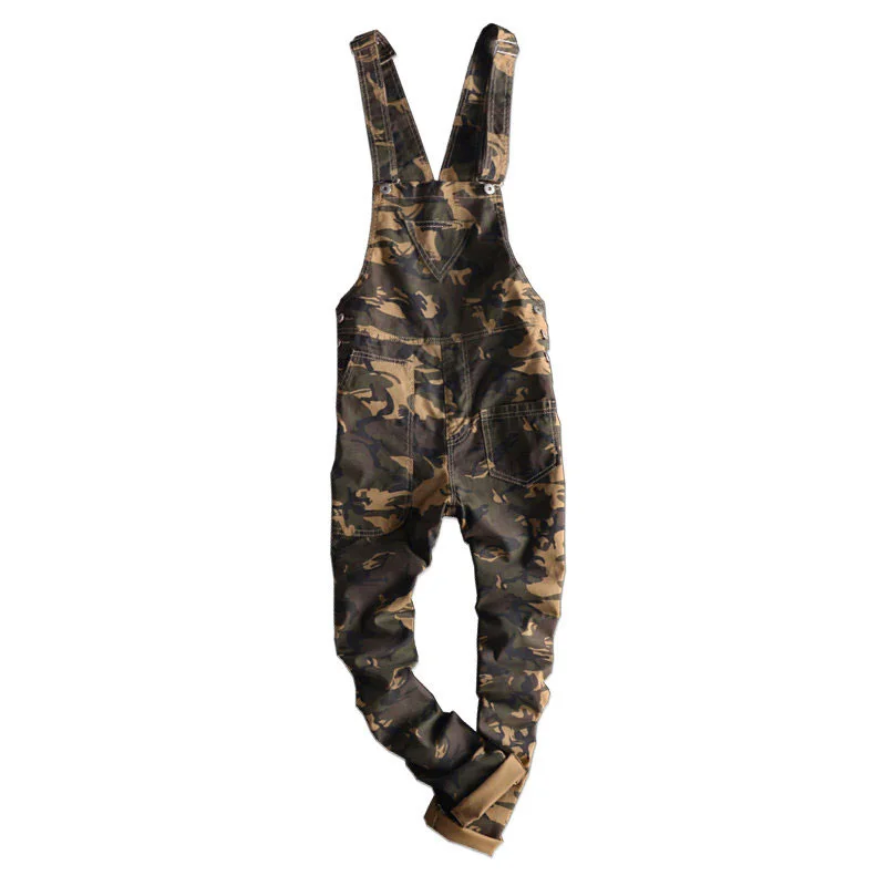 2018 New Fashion Camouflage Design Jeans Denim Overalls Men Casual Wash Skinny Bib Overalls Jeans Male Jumpsuit Jean Pant
