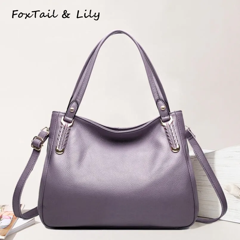 

FoxTail & Lily Knitting Bag Women Real Leather Tote Shoulder Bags Designer Handbags High Quality Genuine Leather Crossbody Bag