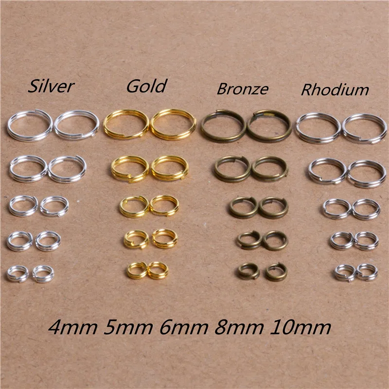 4-10mm Gold Plated Alloy Split Rings Double Loop Jump Rings 21 22 Gauge Findings 