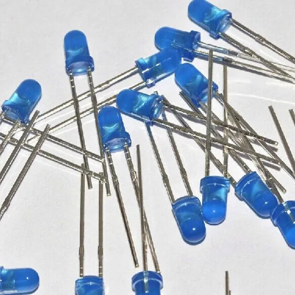 Diode électroluminescente bleu F3, 3mm, 1000 pièces, LED, bleue