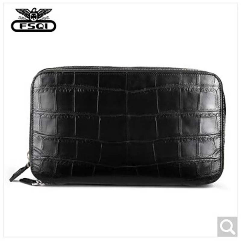 

fasiqi import Bay crocodile handbag fashion man bag crocodile belly phone bag double zipper hand bag man cross style
