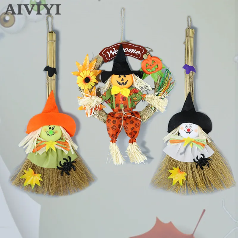 

Foreign trade excellent decorative props Halloween decoration pumpkin scarecrow wreath festival bar mall KTV DIY decorative prop