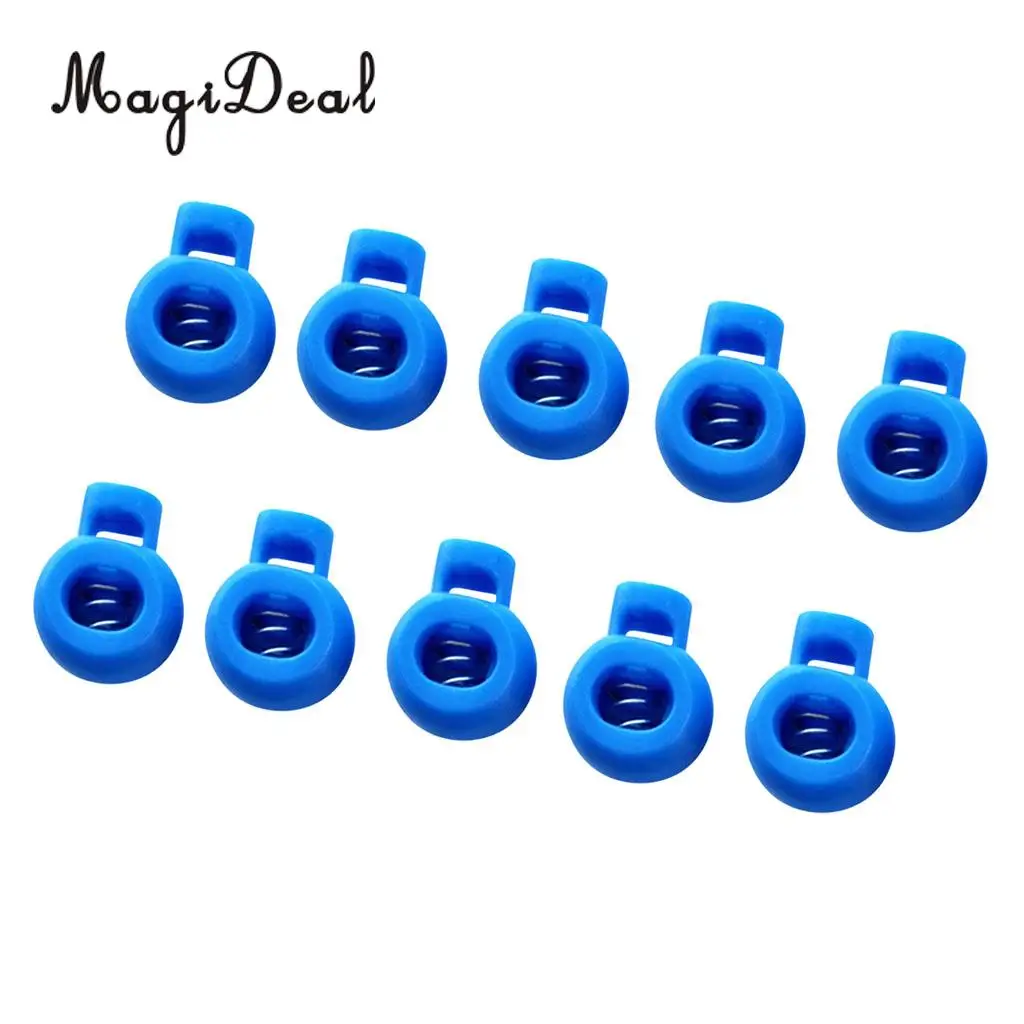MagiDeal Pack 10 Rope Ball Stoppers Toggle Lock Ends Spring Buckle for Paracord Elastic Cord Bungee Rope Garment Shoelace