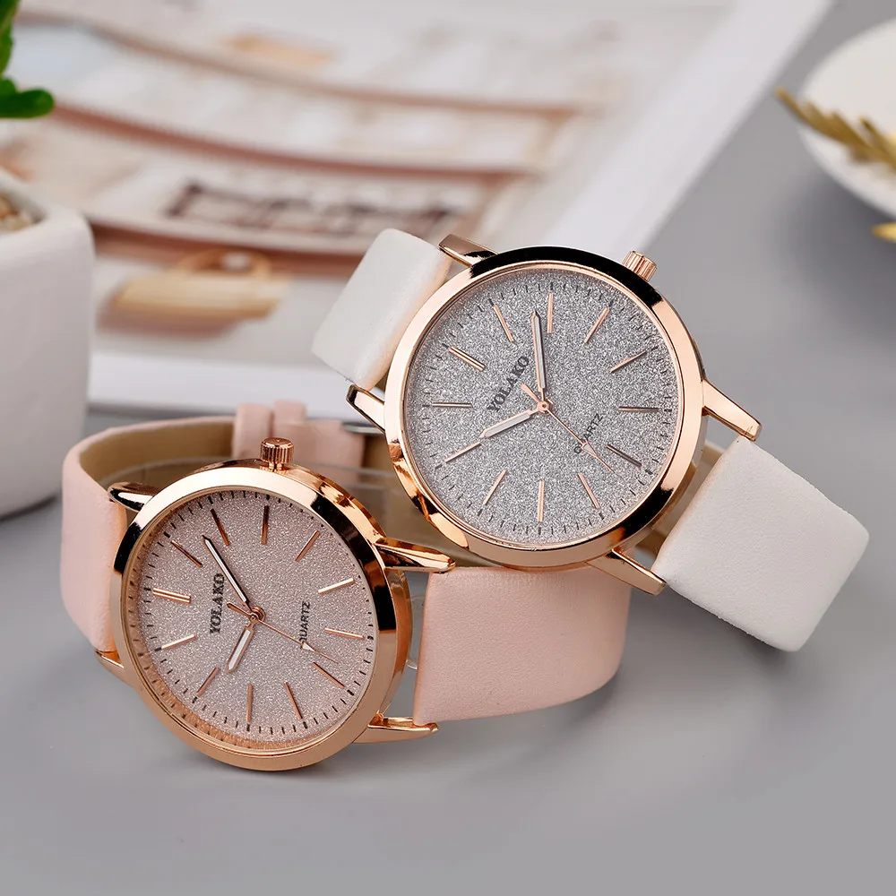 Montre Femme, современные модные женские часы, Круглые Кожаные Женские кварцевые наручные часы, простые повседневные часы-браслет, Reloj Mujer# W