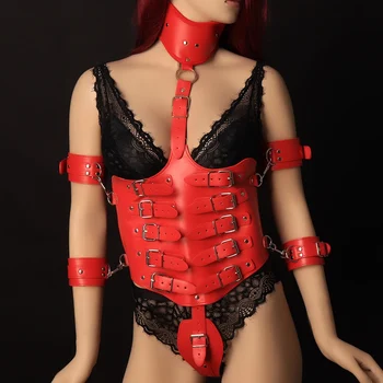 

Red Body Leather Set Harness Cage Garter Belt for Women Sexy Bondage Harness With Rivet Punk Cosplay dj Club Party Dance Wear