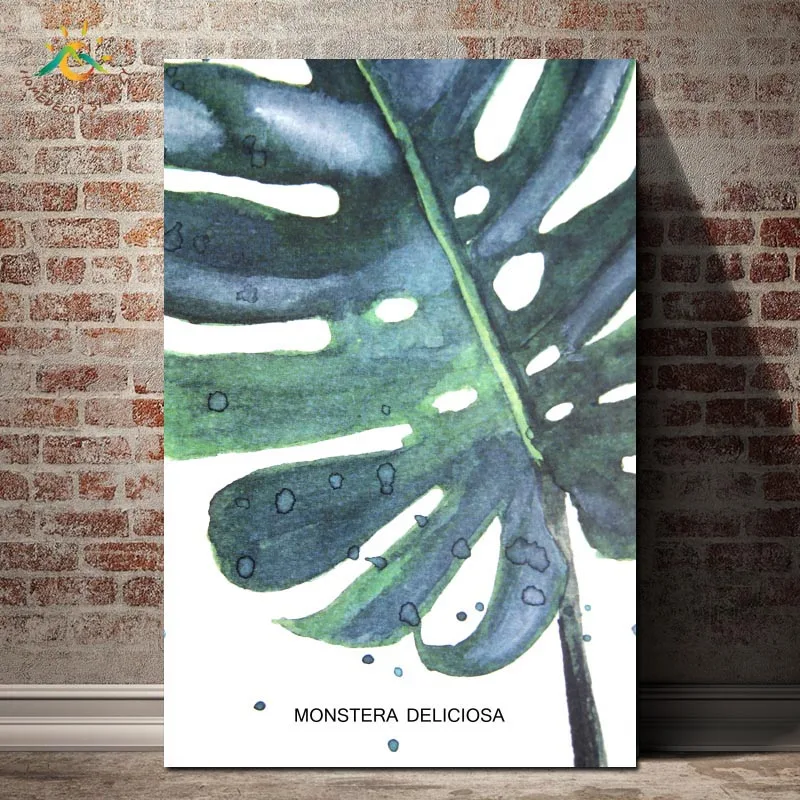 

Watercolor Leaves Wall Art Canvas Painting Green Style Plant Nordic Posters and Prints Decorative Picture Modern Home Decoration