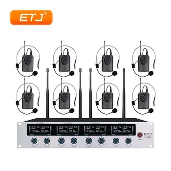 

Professional Wireless Microphone 8 Transmitter Bodypack Headset Microphone Beltpack 4 Handheld VHF Wireless Microfone U-802