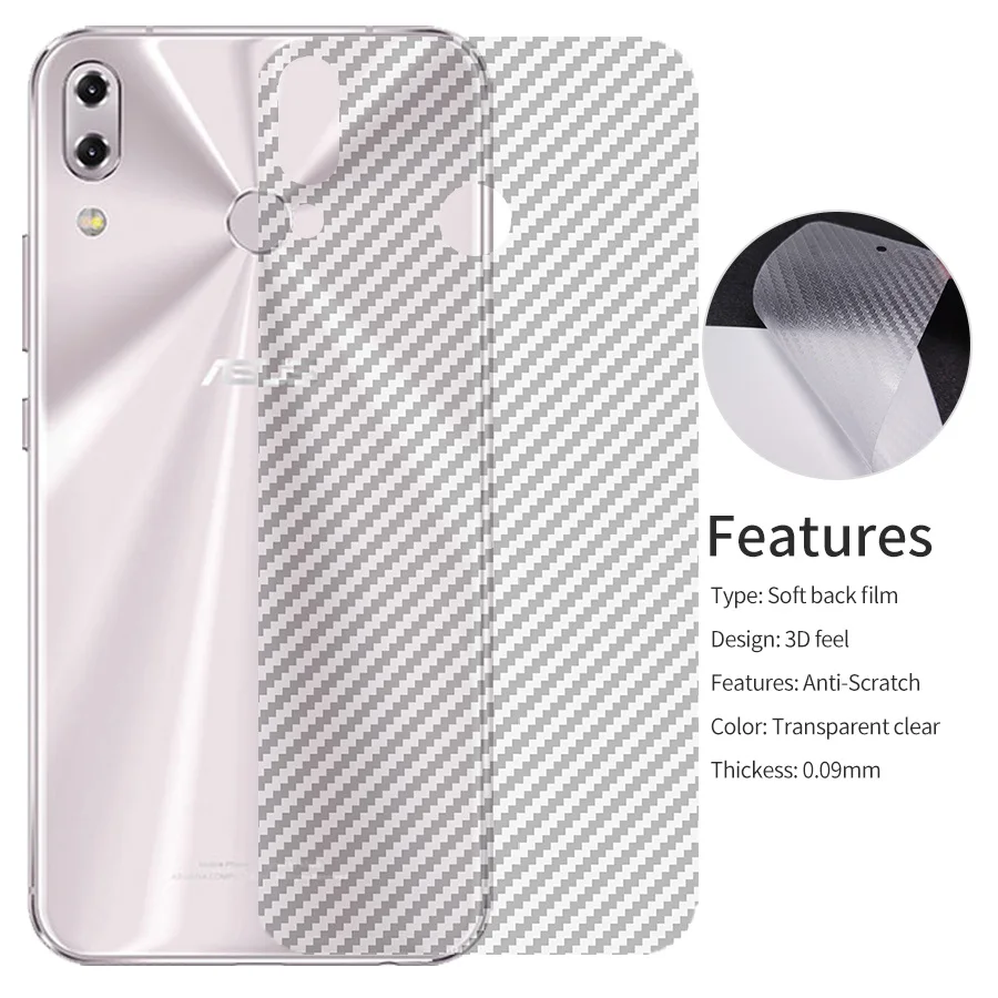 

KLOVRRD Soft Back Full Cover Screen Protector for Asus Zenfone 5 ZE620KL 5Z ZS620KL Max Pro M1 ZB601KL Carbon Fiber Film Sticker