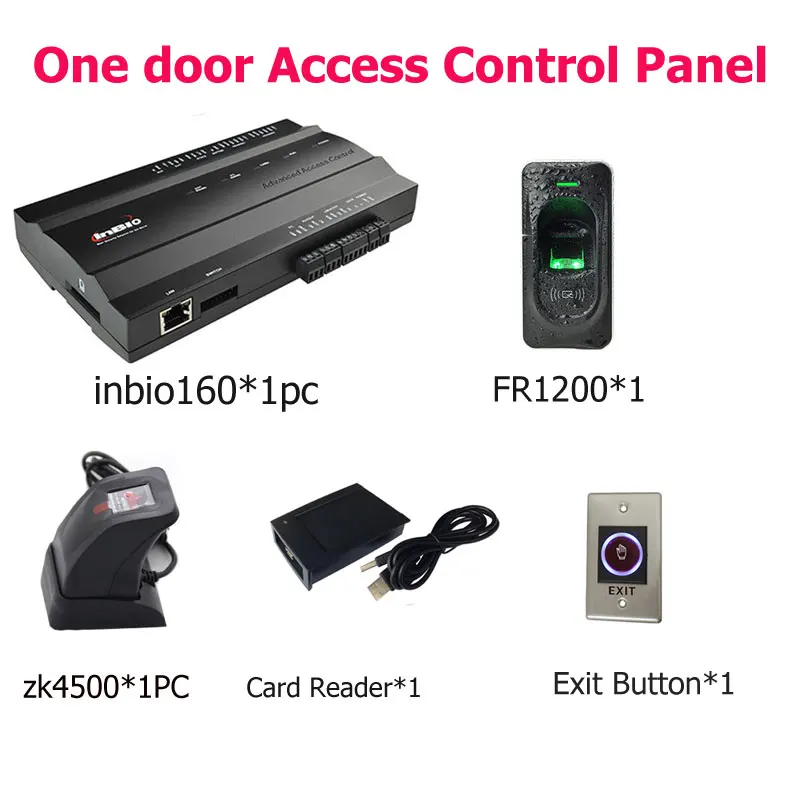 Inbio160 отпечатков пальцев и RFID двери Система контроля доступа комплект + FR1200 + Zk4500 Reader одна дверь доступа