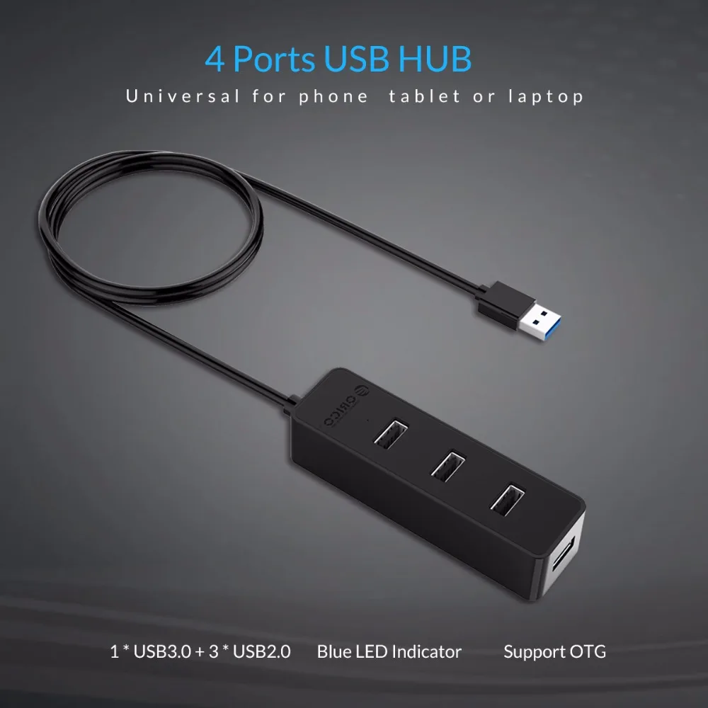 ORICO Мульти USB 2,0 3,0 4 порта концентратор 5 Гбит/с высокоскоростной USB3.0 разветвитель для ноутбука компьютера телефона планшета Mac OS