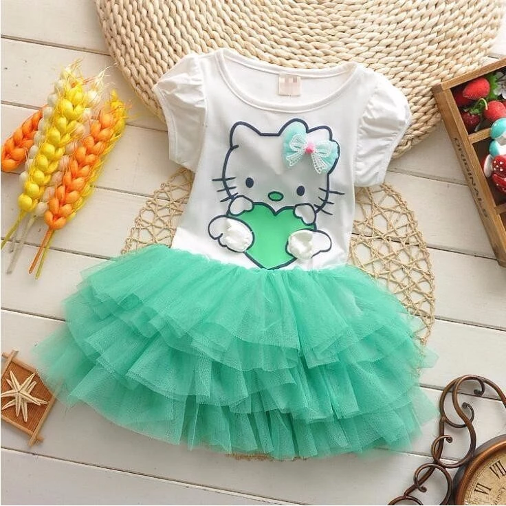 2 Hello Kitty Toddler Girls Baby Girls Dress Short Sleeve Jersey Kids Dress Summer Outfit Baby Clothes Newborn Baby Girls Dresses